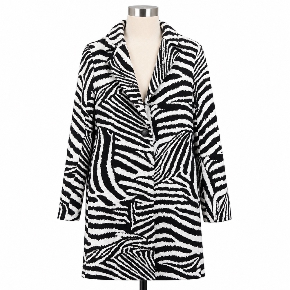 Rachel Zoe Zebra Print Statement Coat Mob Wife Womens Small Textured Jacket‎